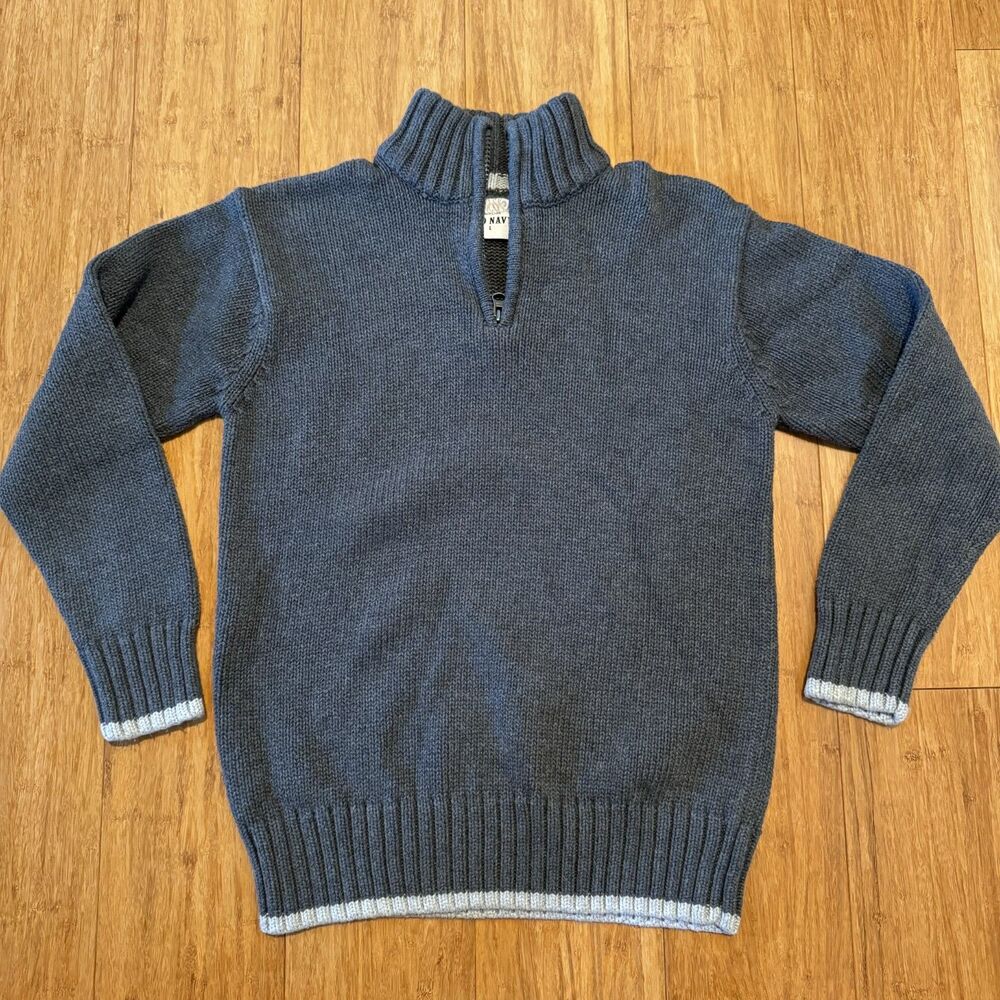 Vintage Y2K Boys Old Navy 100% Cotton Quarter Zip Sweater Size Large
